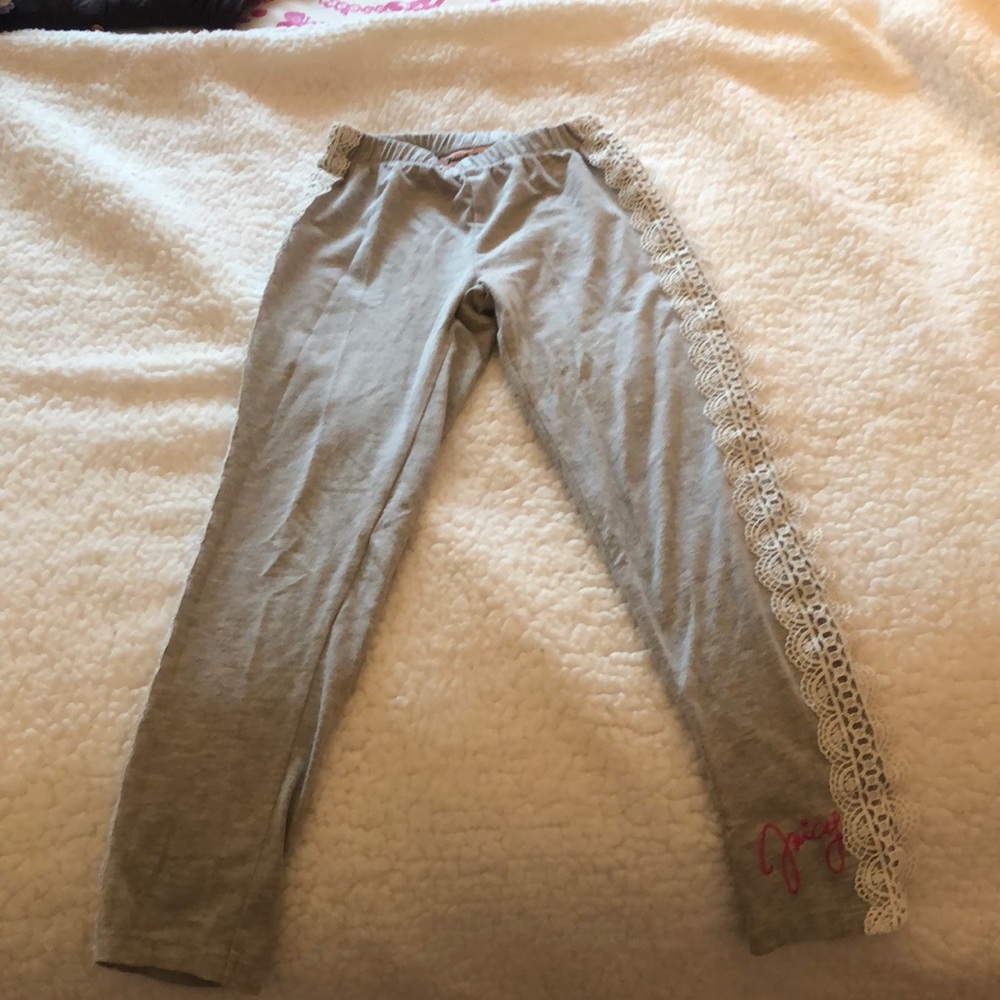 Juicy couture girls kids grey lace leggings size7